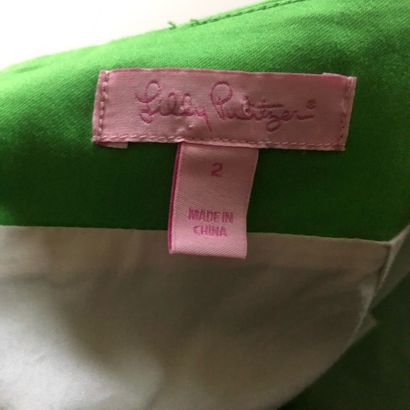 Lily Pulitzer White Embroidered Green Mini Skirt 2 - Picture 3 of 4